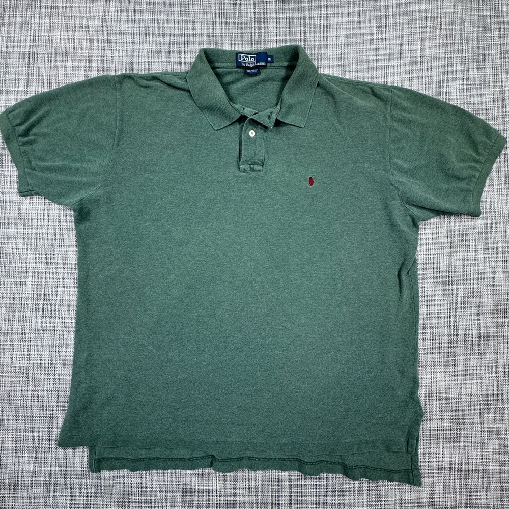 Polo Ralph Lauren Mens XL Polo Shirt Short Sleeve Green Red Pony Cotton Pique